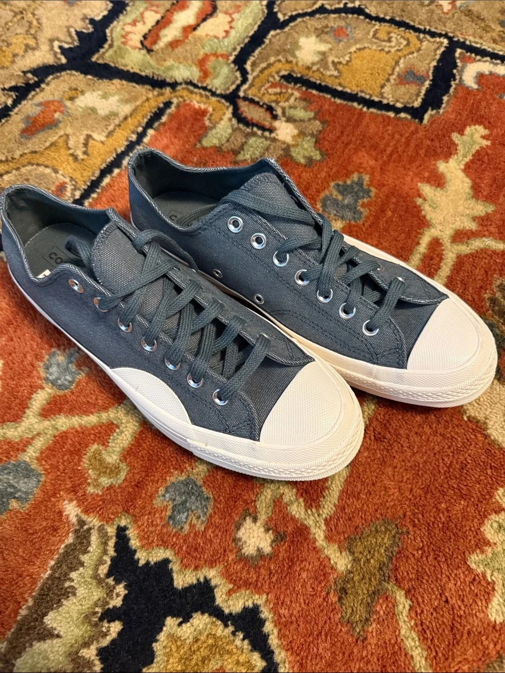 Converse Low-Top Canvas Sneakers - Charcoal and White - Picture 1 of 4